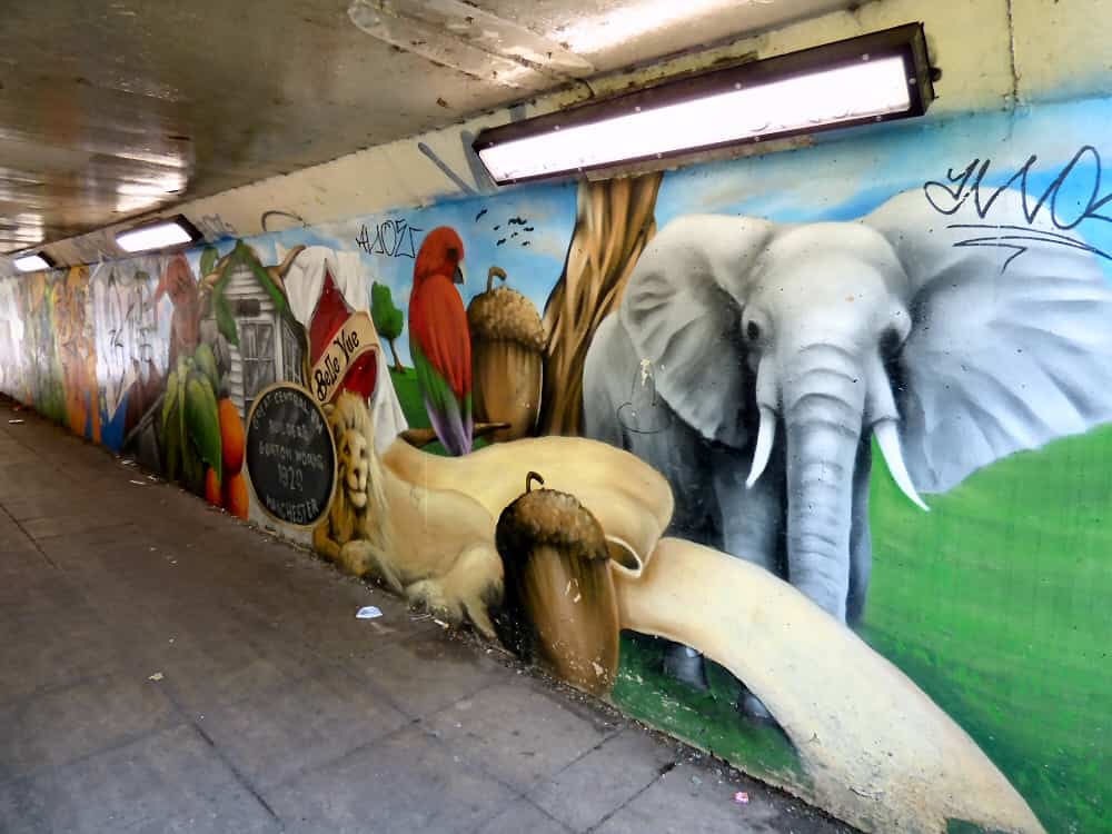 mural at Belle Vue Zoo in Manchester, England